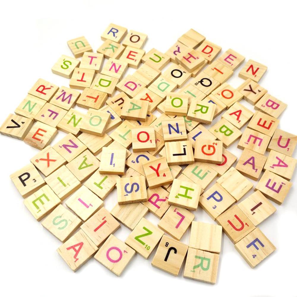 Kids Education Number - 100 adet ahşap dil oyuncaklar mektup