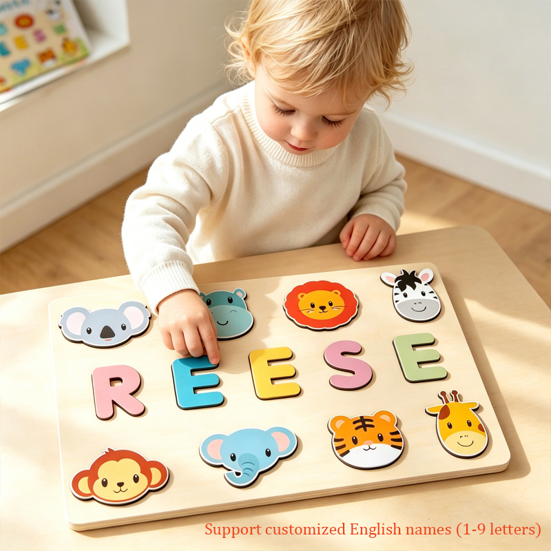 Kids Education Name - Montessori Kişiselleştirilmiş Ahşap Bulmaca Özel Bebek