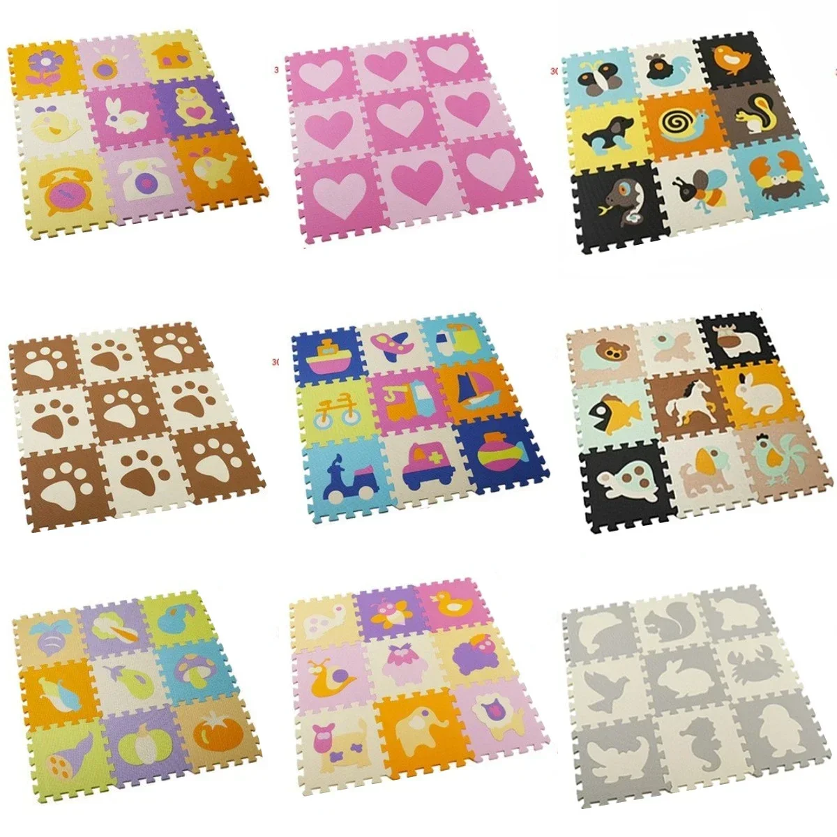 Kids Education Rug - 30*30*1cm 9 adet Set zemin Mat