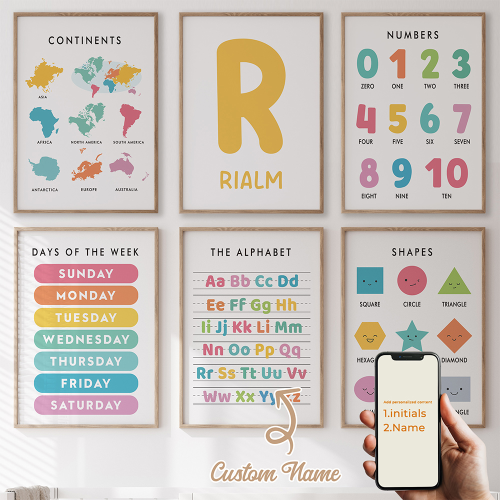 Kids Education Name - 6 adet Kişiselleştirilmiş Eğitim Mektup Adı