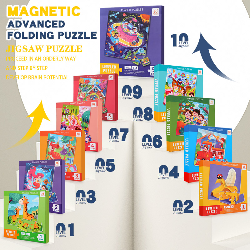Kids Education Books - Çocuklar için Manyetik Ahşap Bulmaca Karikatür