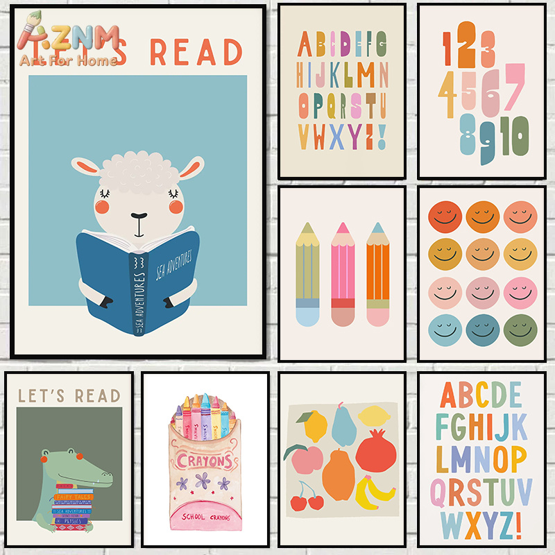 Kids Educational - Alphabet Numbers & More - AZNM Alfabe Sayı Öğrenme Kanvas Duvar