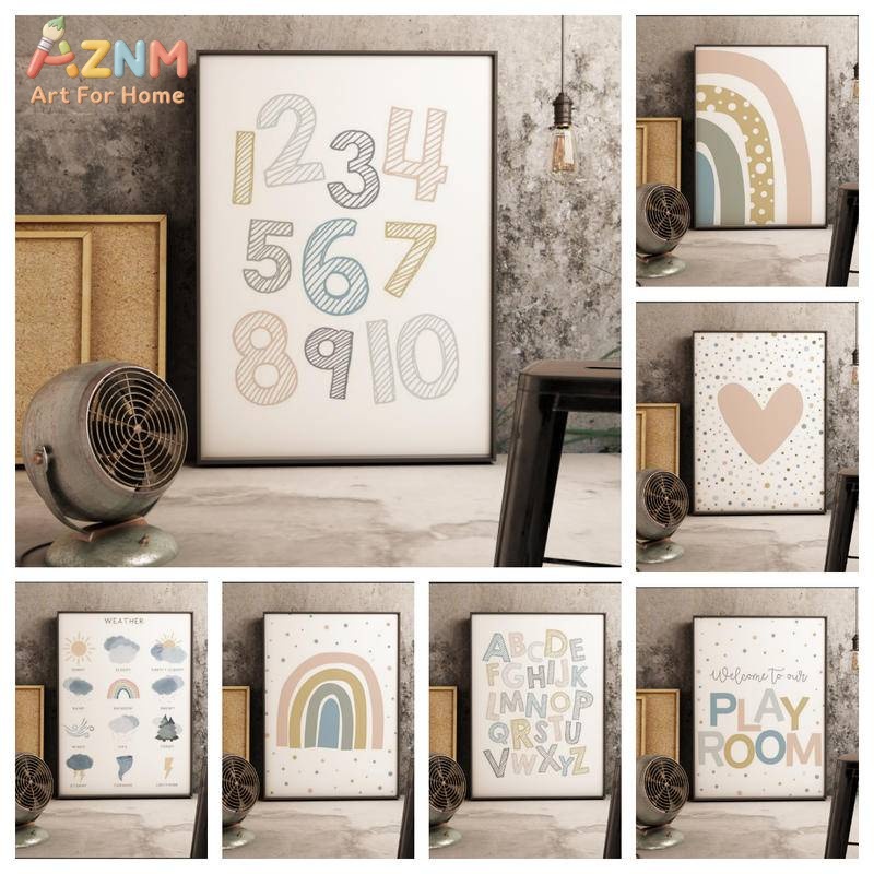AZNM Boho Çocuk Eğitici Kanvas - Kids Educational - Alphabet Numbers & More incelemesi ve fiyatı